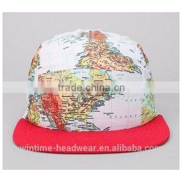 5 Panel Caps Pint World Map Sports Cotton Snapback Hats