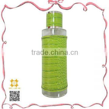 Special designed bright green leather fragrance atomizer bottle