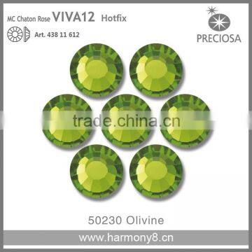 PRECIOSA Flat Back Hot Fix Rhinestones, Olivine MC Chaton Rose VIVA12