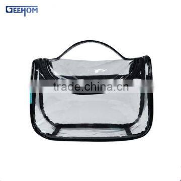 transparent pvc cosmetic case with zipper and handle