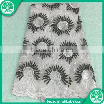 2016 Embroidered Lace Fabric African Tulle High Quality Wholesale For Nigerian Bridal Dress Beaded photo-4