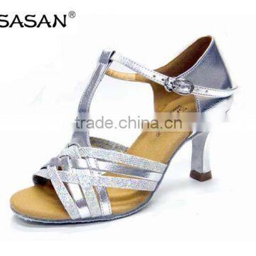 Spark Silver Leather Woman Latin Dance shoes Salsa Dance Shoes