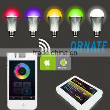 E27 WIFI RGBW LED 9w bulb light color temperature changing with remote