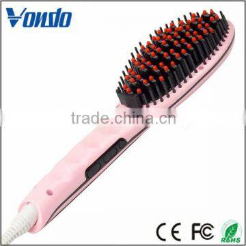 Temperature control fast make hair straight brush straightener