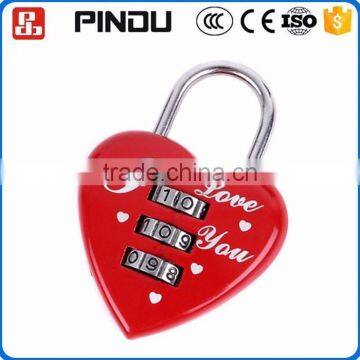 popular keyless long shackle combination push button padlock in heart shape