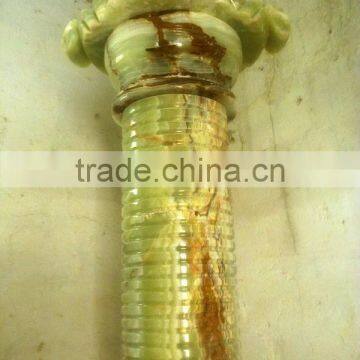 A GRADE DARK GREEN ONYX COLUMNS PILLARS CARVED TOP photo-4