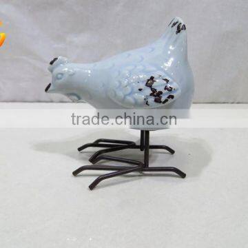 Ceramic light blue shiny distressed cock