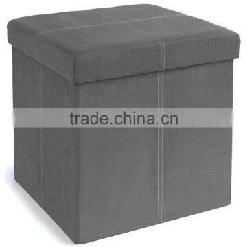 Foldable Storage Ottoman, 15 by 15 by 15-Inch, Grey Suede photo-2