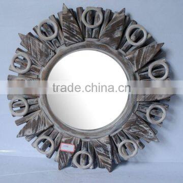 Sculpted Round Wall wooden Mirror