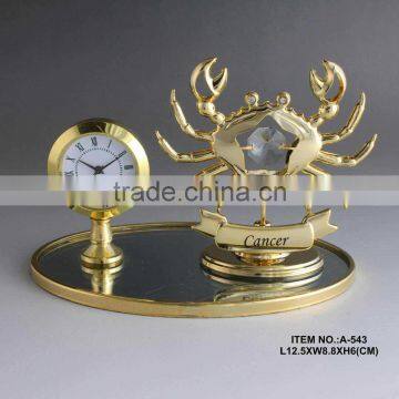 Hot Sale 24K gold plated Zodiac Clock made with swarovski elements