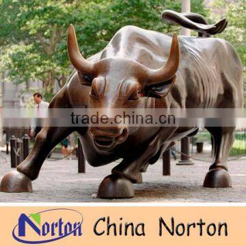 China cast large bronze wall street bull statue NTBH-B020S