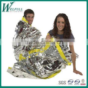 Silver emergency sleeping bag in first aid