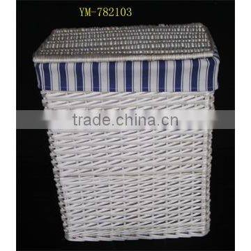 white high quality willow laundry basket pop-up hamper