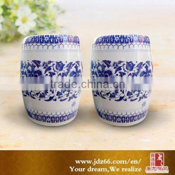 Peach Painted Blue and White Style Excellent Quality Antique Porcelain Stool photo-6