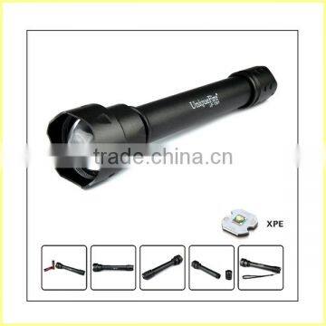 Buy aluminium telescopic zoom rechargeable self-defense led flashlight