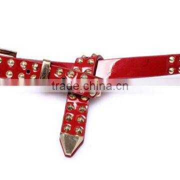 Wholesale Double Layer Rivets Decorated Square Pattern Buckle Sex Women Lady Thin PU Waist Belt photo-3