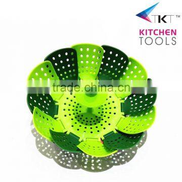 Hot sale plastic adjustable steamer PP+silicone food grade vegetable steamer