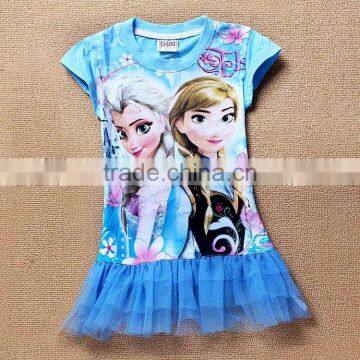 Girls Cartoon Dress Pattern Short Sleeve Princess Dress Children Kids Fashion Summer Clothing Free Drop Ship photo-3