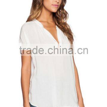 Fashion Ladies White Blouse Summer Short Sleeve Chiffon Women Shirts photo-5