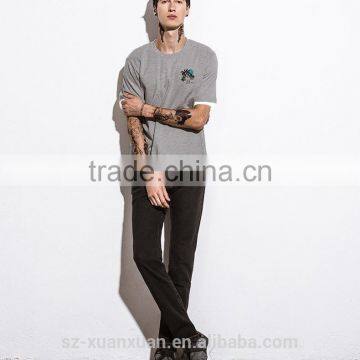 SZXX T377 Hot Custom Printing Cotton Grey O-neck T-shirt Mens