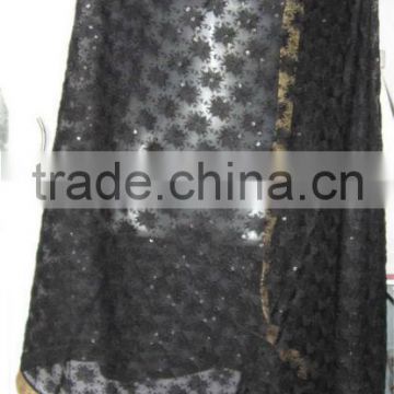 Black machine embroidered PHULKARI GEORGETTE DUPATTA SHAWL