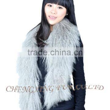 CX-S-31 Genuine Rainbow Tibetan Sheep Fur Scarf- Plus Size photo-6