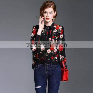 Maxnegio Lady Hot Style Floral Printed New Fashion Chiffon Blouse 2017 photo-5