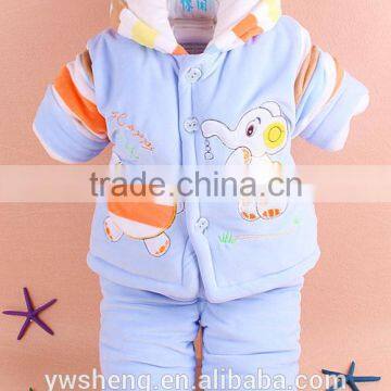 Winter newborn baby velvet warm cotton suit cartoon thickening baby Hooded cotton clothing outfit set