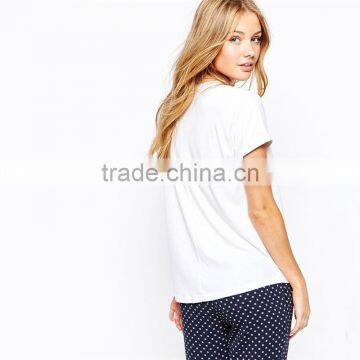 Girls v Neck Short Sleeve Plain White T-shirts Cotton Polyester photo-2