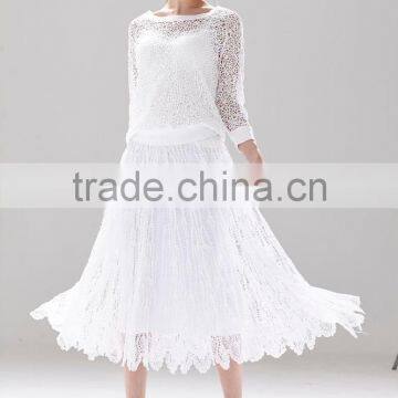 Ladies Fashion Long Skirt Mesh Pattern Cotton Perspective Skirt SR-P9963 photo-5