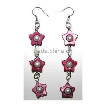 fashion earring, shell material jewely, costume jewelry