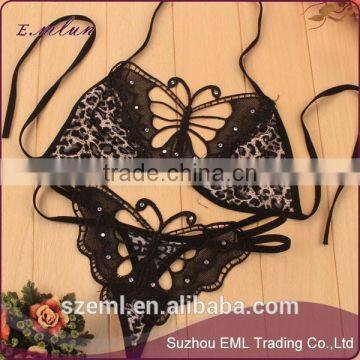Sexy Three-point Hollow-out Butterfly Lingerie Suit