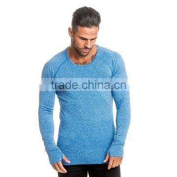 Longline Blue Tri Blend t Shirt Slub t Shirt Custom Logo Gym Fitness t Shirt photo-3