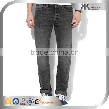 Man Grey Washed MIddle Rise Wholesale Distressizable Denim Jeans