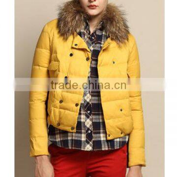 2015 Garments Factory Ladies Fashion Short Down Jacket With Detachable Fur Collar photo-5