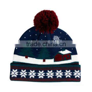 Knit Reflective Wholesale Winter Hats Faux Fur Pom Poms photo-2
