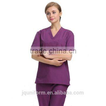 Juqian 2016 Quality Hot Purple V Neck Summer Hospital Housekeeping Staff Uniforms photo-5