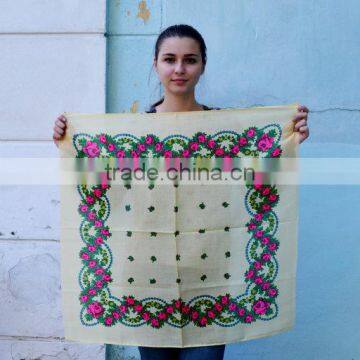 SSS81 Vintage Ukrainian Shawl, Russian Floral Scarf ,light Yellow Shawl, Babushka Russian, Head Scarf, Christmas Gift photo-4