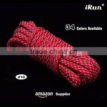 Men's Round 3M Reflective Red Shoelaces Shoestrings of Polyester - Visibility Stripe Reflective Rope Shoe Laces