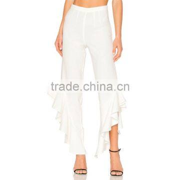New Trendy Ladies White Ruffle Pants Spring 2018 Fashion Design Trousers photo-2