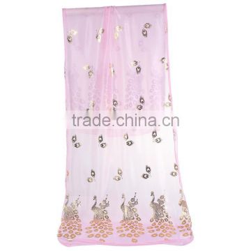 Imitation Silk Scarves & Wraps Rectangle Golden Pink Peacock Fashionable Scarf