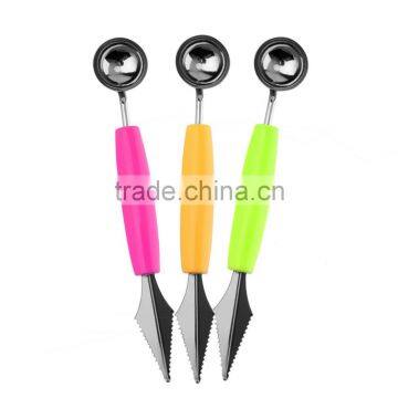 2 in 1 Dual Head Fruit Melon Ice Cream Scoop Spoon Ball Baller Carving Knife photo-2