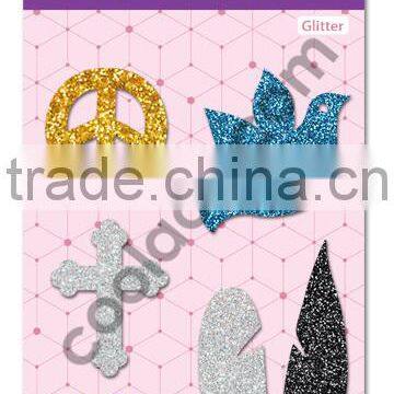 Glitter Iron on PU patches glitter fabric patch heat press patches