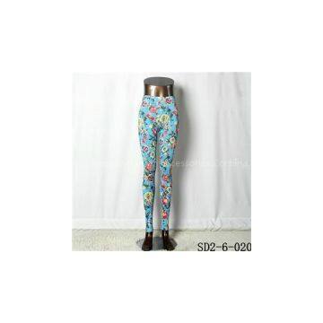 SD2-6-020 Elastic Knit Floral Fashion All-match Leggings