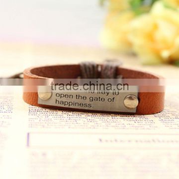 Gold Genuine Leather Charms Bracelet Wholesale Plain Leather Bracelets Endless Jewelry