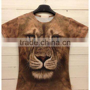 Round neck sublimation printing 3d t shirt for animal print