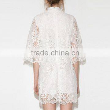 Fashion Women Elegant Crochet Ghana Lace Dress Styles Ladies Latest Sexy Evening Party Mini Dresses photo-2