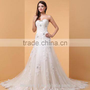 Ball Gown Wedding Dress Sparkle & Shine Court Train Strapless Tulle bridal gown P059