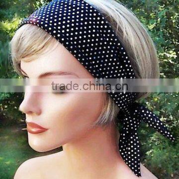 Very Attractive Polka Dots Headband Beautiful Black & white Polka Dots Hairband Cotton Headwrap Hair Bandana New Fashion Headban