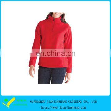 Blank Red Color Quarter Zipper Polyester Stretch Ladies Sports Hoodies